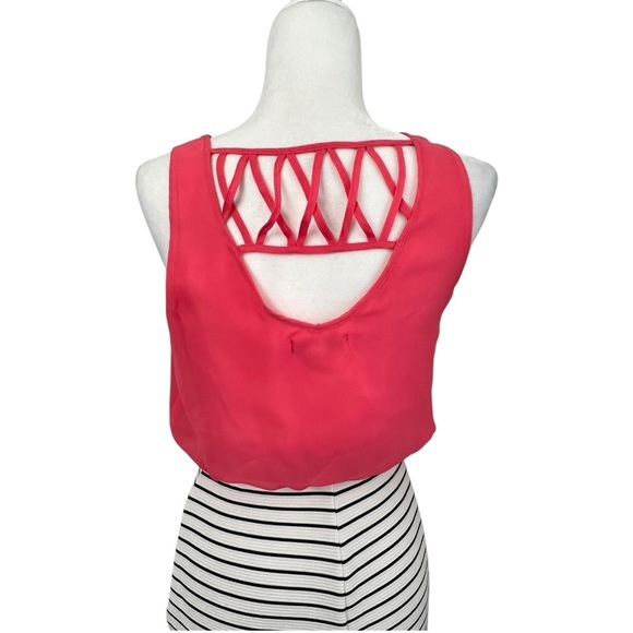 Speechless Coral, Black and White Striped Pencil Skirt Dress - Picture 6 of 13